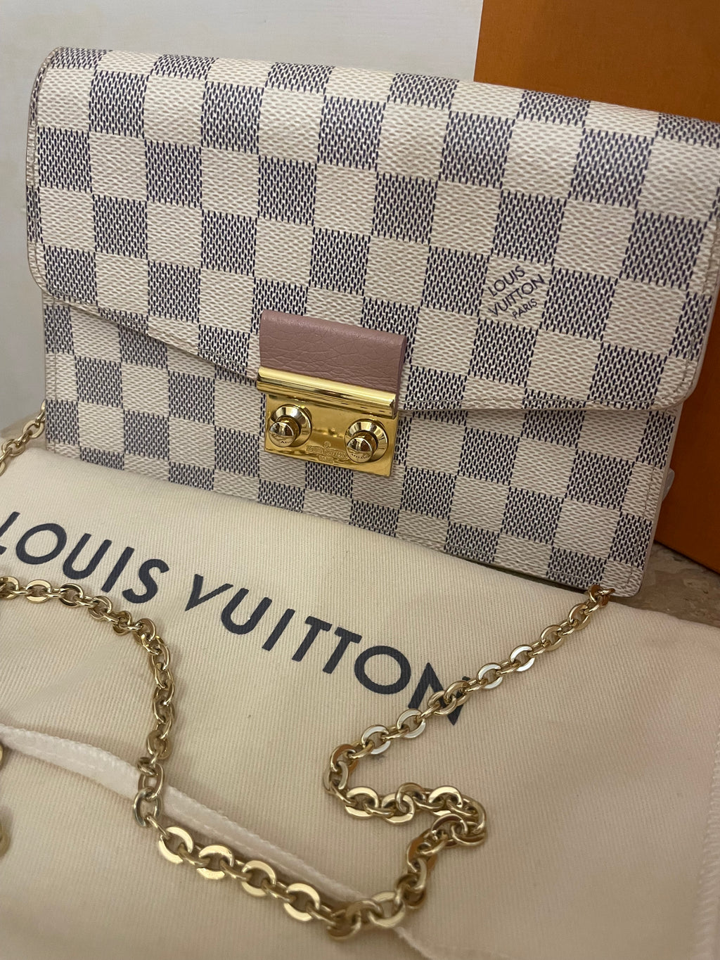 Louis Vuitton Croisette Wallet on Chain (WOC) in tela Damier Azur