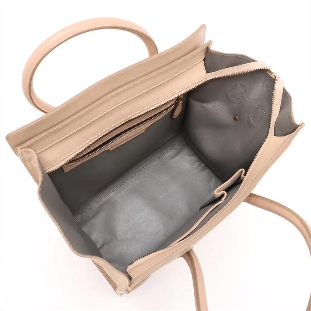 Celine Mini Luggage Tricolor Beige e Camoscio – Con Certificato Entrupy