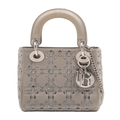 Mini Lady Dior in Raso Grigio con Strass e Cristalli - Certificata Entrupy