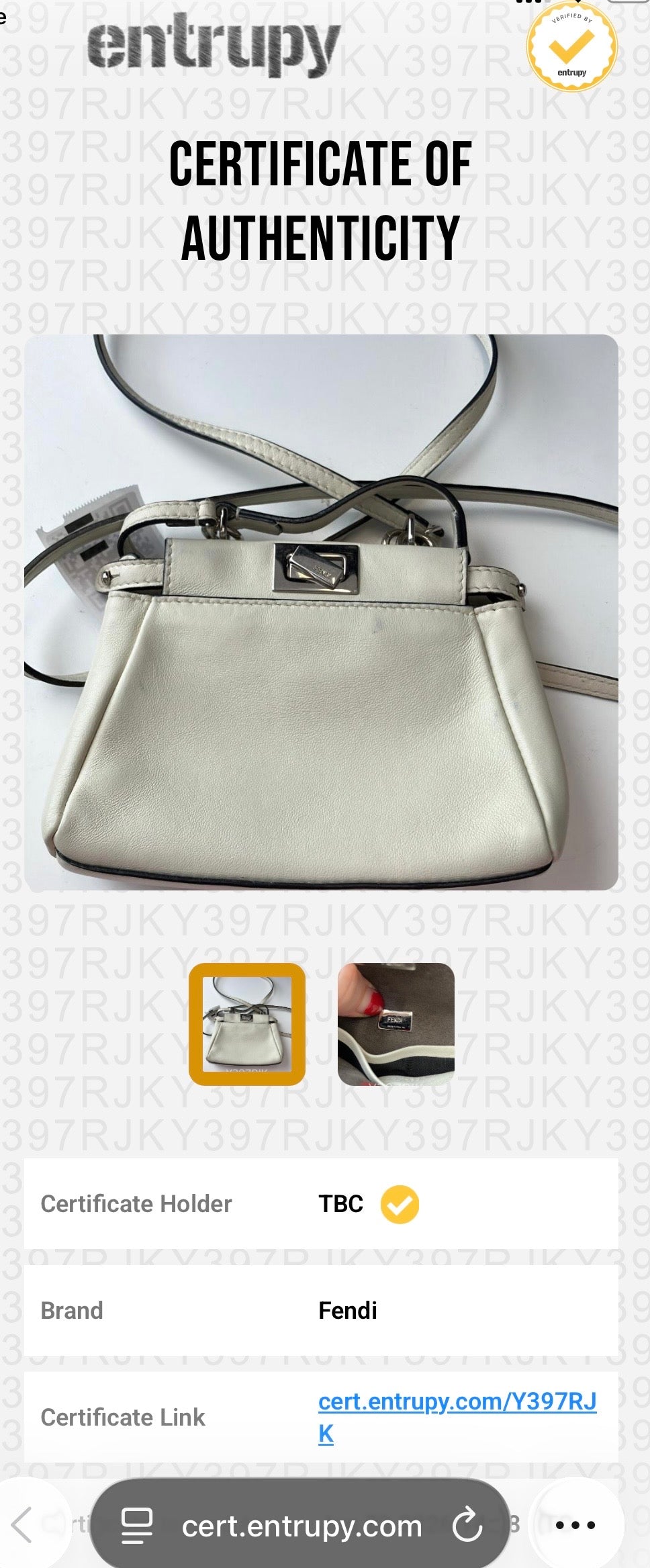 Borsa Fendi Micro Peekaboo in pelle avorio con tracolla - Certificata Entrupy