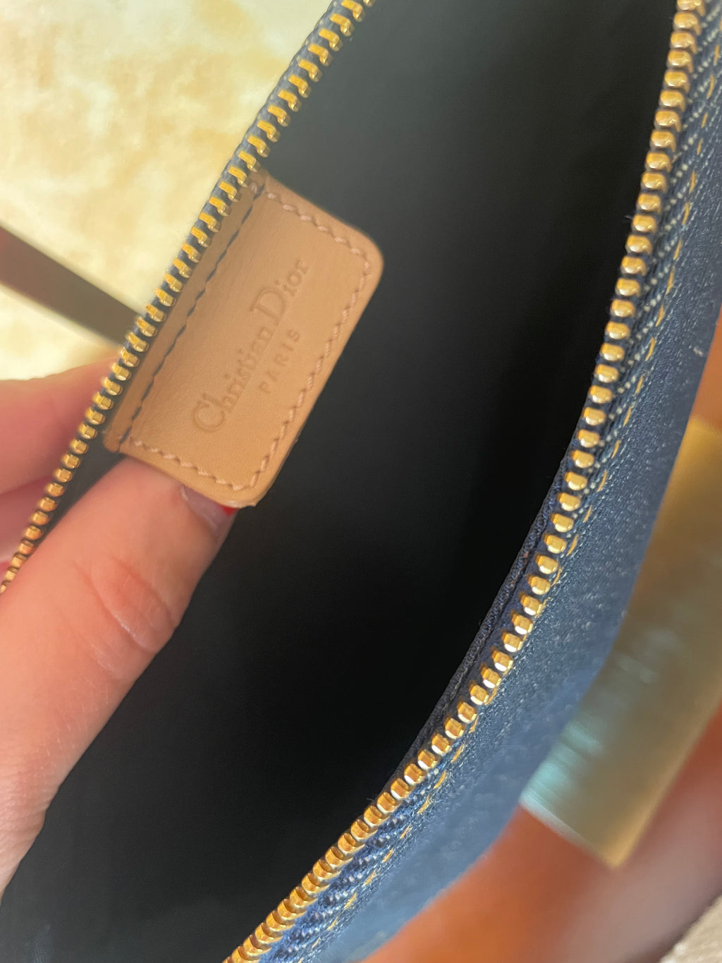 Borsa Christian Dior Saddle Slim in Denim con tracolla