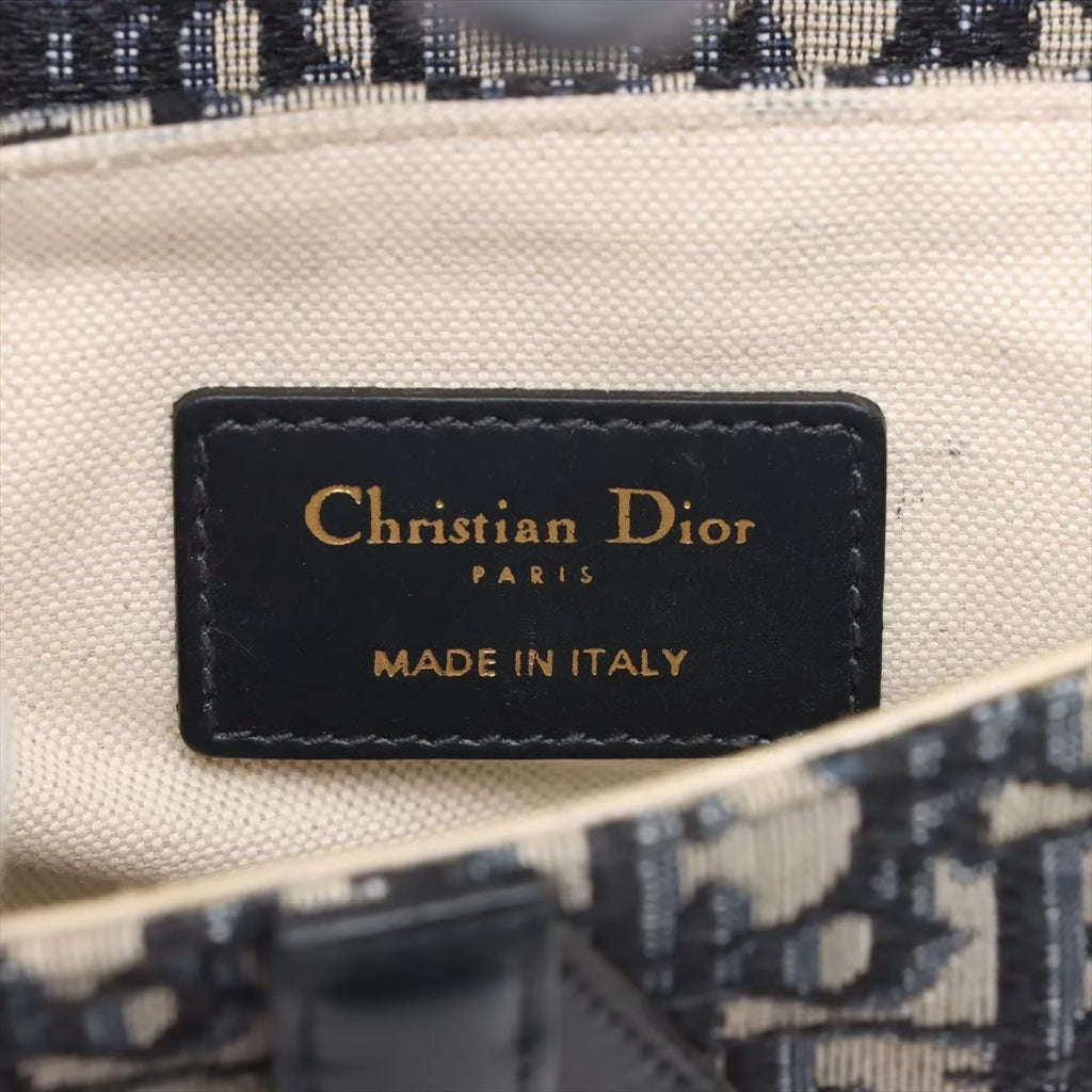 Christian Dior Micro Saddle Bag in Tela Oblique Blu con Tracolla Ricamata