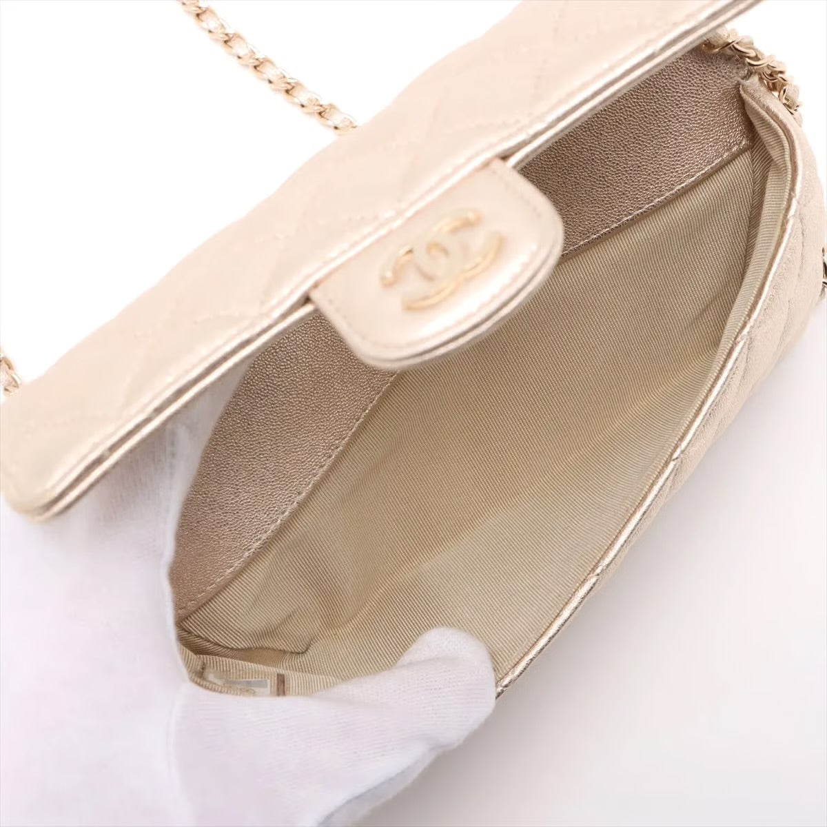 Chanel Classic Glasses Case on Chain AP2012 - Pelle Laminata Oro
