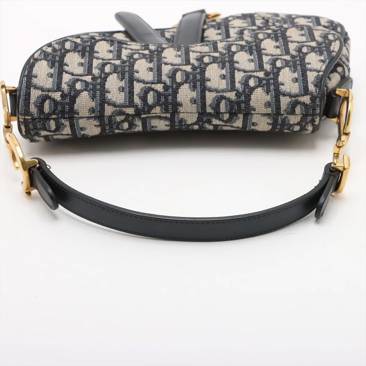 Christian Dior Micro Saddle Bag in Tela Oblique Blu con Tracolla Ricamata