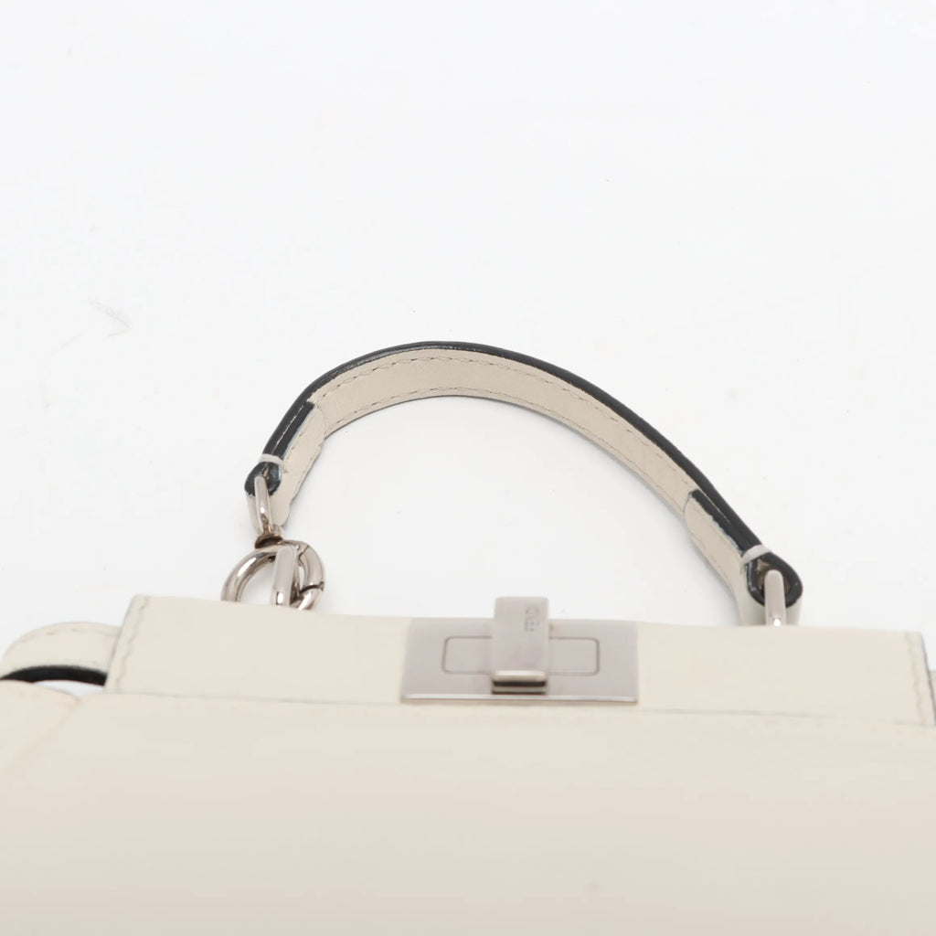 Borsa Fendi Micro Peekaboo in pelle avorio con tracolla - Certificata Entrupy