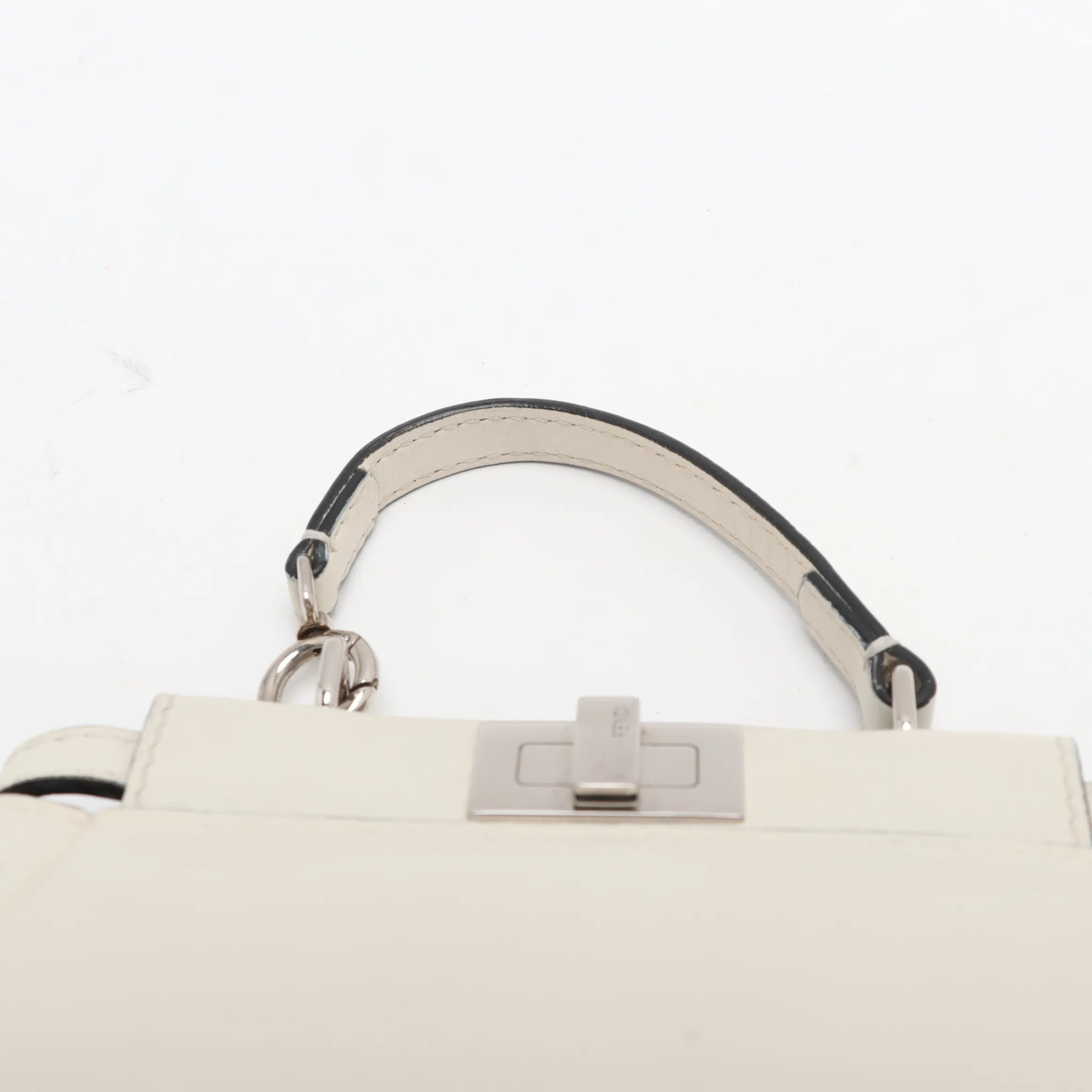 Borsa Fendi Micro Peekaboo in pelle avorio con tracolla - Certificata Entrupy