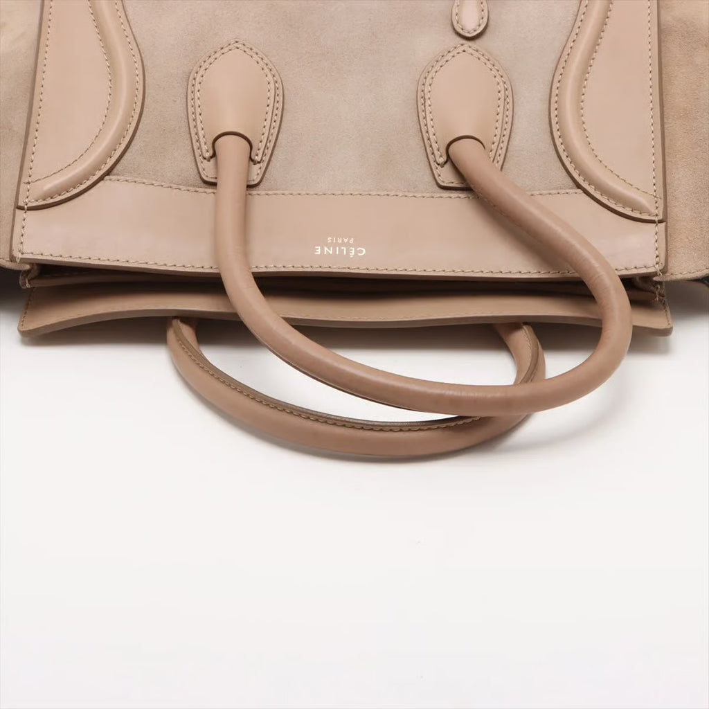 Celine Mini Luggage Tricolor Beige e Camoscio – Con Certificato Entrupy