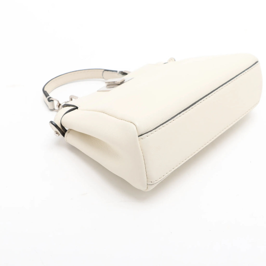 Borsa Fendi Micro Peekaboo in pelle avorio con tracolla - Certificata Entrupy