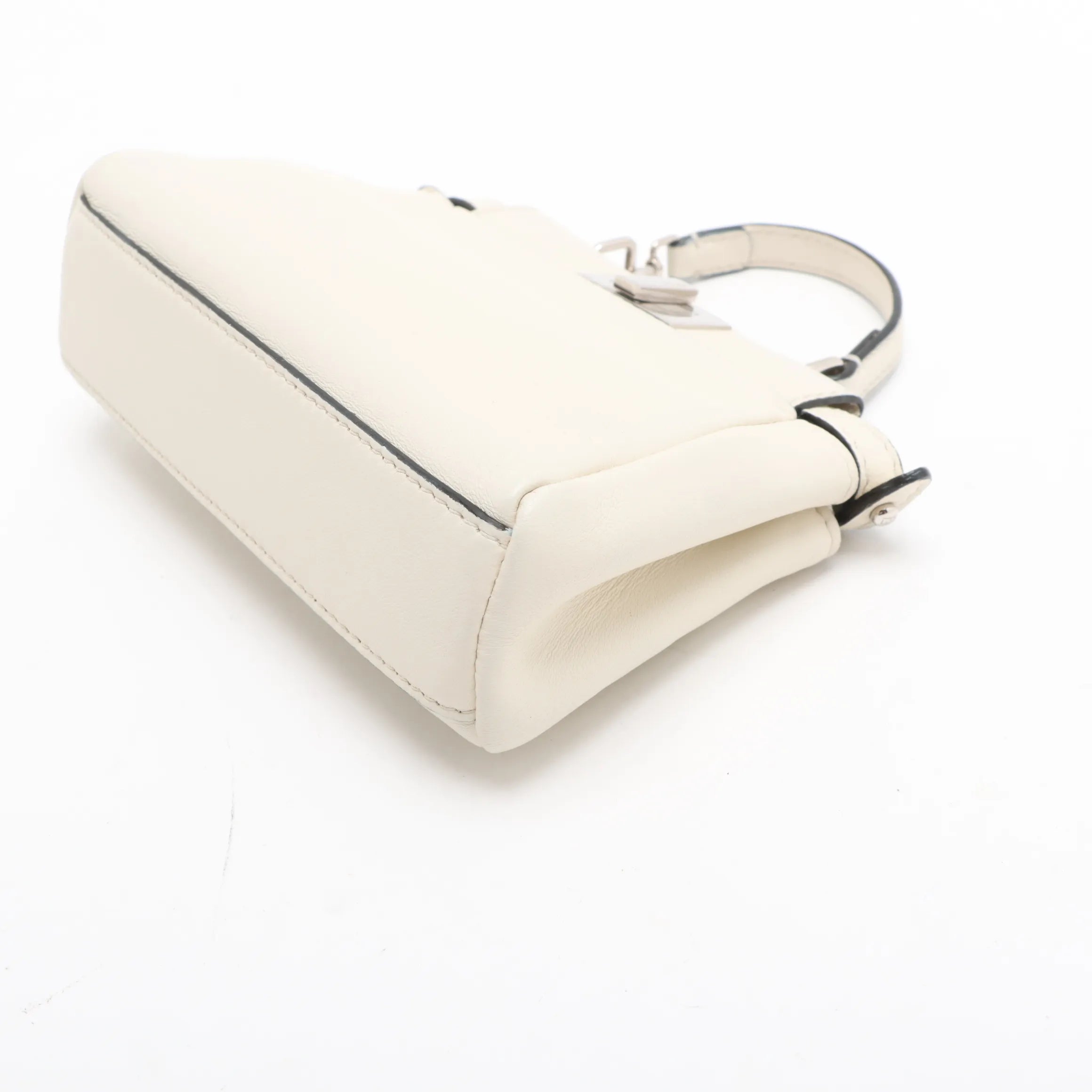 Borsa Fendi Micro Peekaboo in pelle avorio con tracolla - Certificata Entrupy
