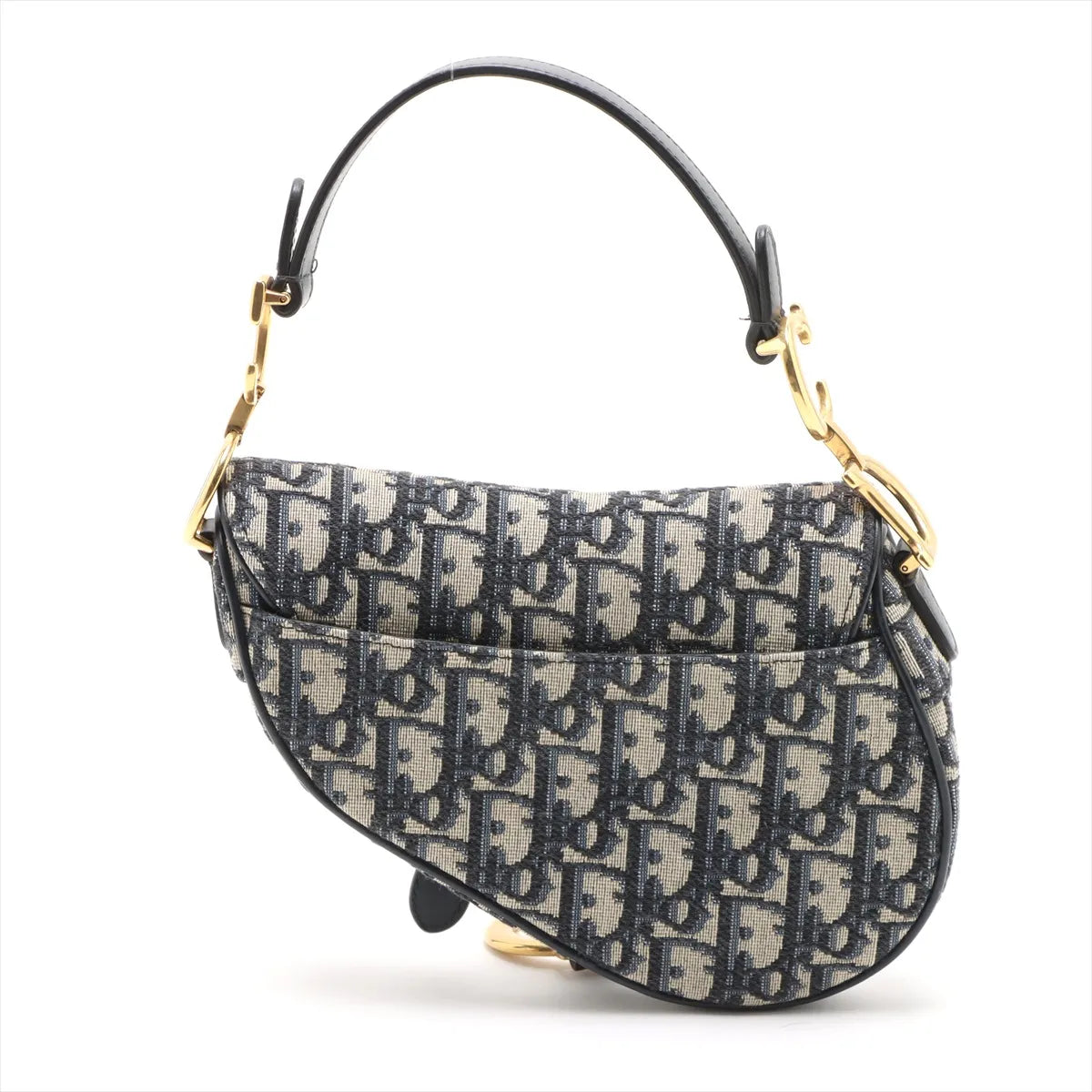 Christian Dior Micro Saddle Bag in Tela Oblique Blu con Tracolla Ricamata