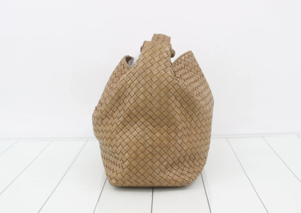 Bottega Veneta Intrecciato Hobo Large Metallic Bronze