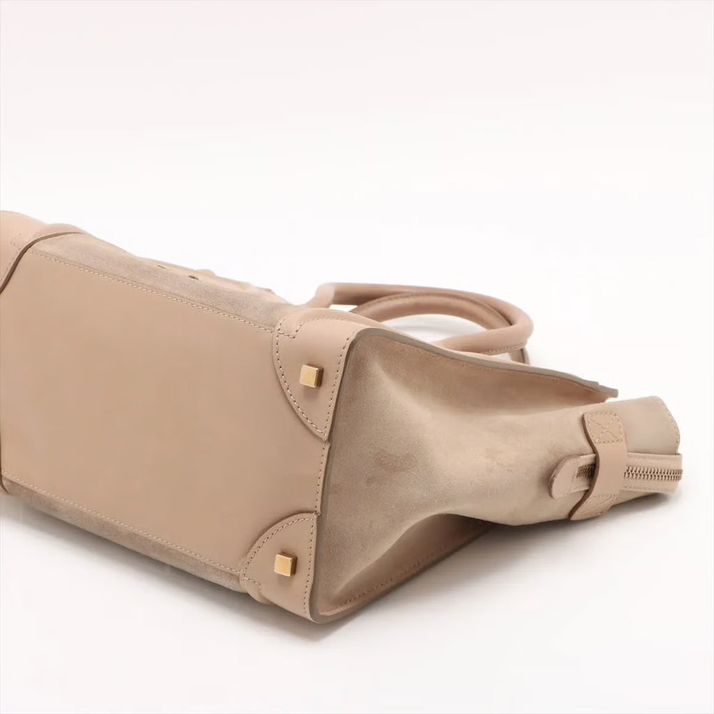Celine Mini Luggage Tricolor Beige e Camoscio – Con Certificato Entrupy