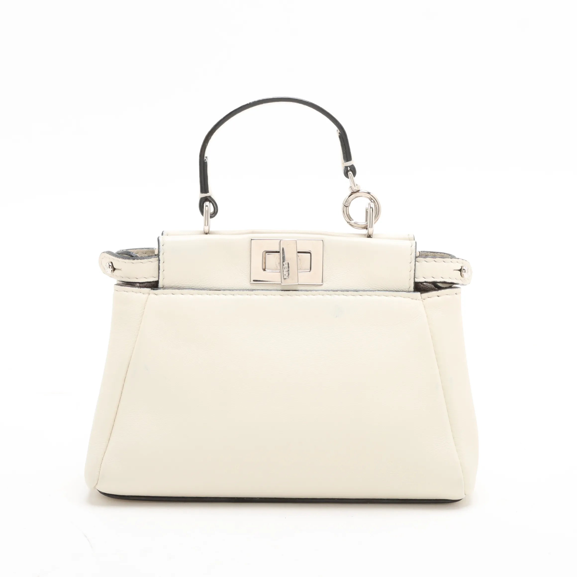 Borsa Fendi Micro Peekaboo in pelle avorio con tracolla - Certificata Entrupy